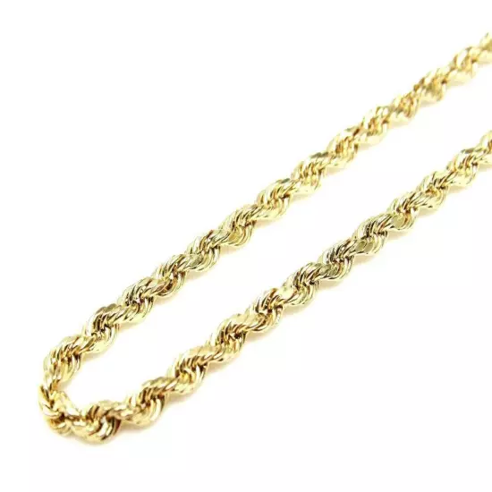 10K Solid Yellow Gold Necklace Gold Rope Chain 16" 18" 20" 22" 24" 26" 28" 30"