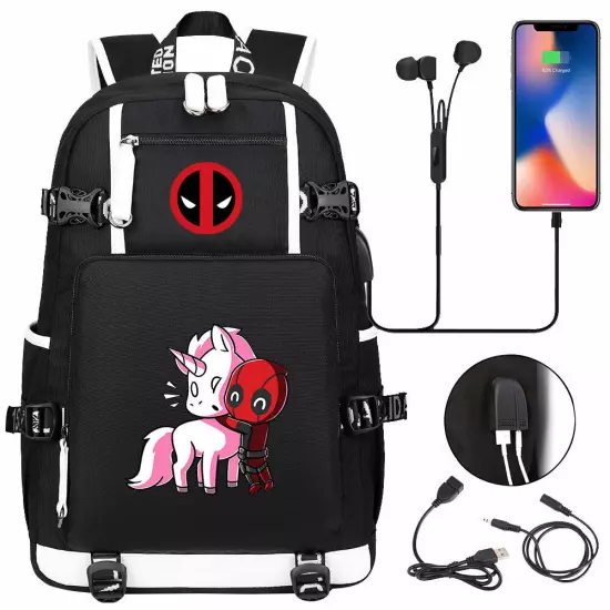 New Deadpool USB Backpack School Bags Men Teens Shoulder Outdoor Bags