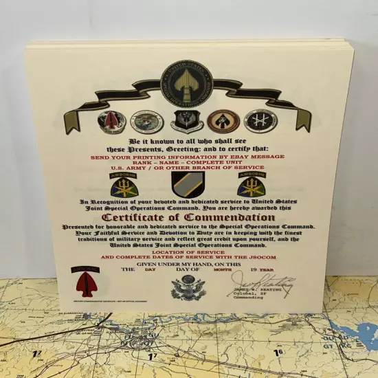 U.S. ARMY - JOINT SPECIAL OPERATIONS COMMAND (ABN) - CERTIFICATE OF COMMENDATION