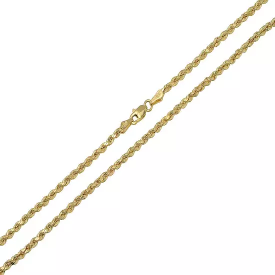 Real 10K Yellow Gold 2mm-7mm D/Cut Rope Chain Pendant Necklace 7"- 30" Hollow