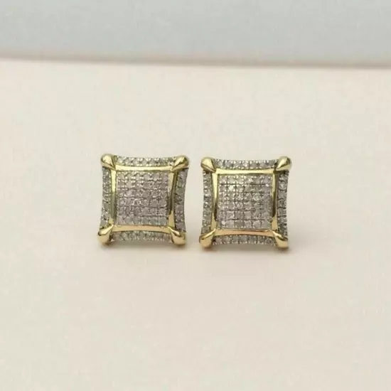 2.50 CT Round Cut Lab Created Diamond Men's Stud Earrings 14K Yellow Gold Plated