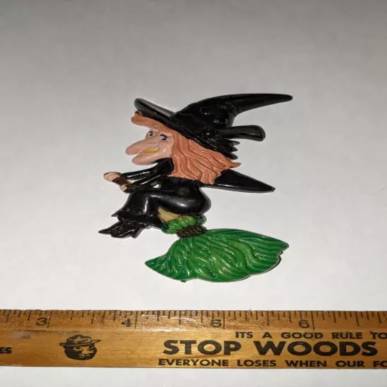 Vintage Witch On Broomstick Cake Topper. Free Shipping!