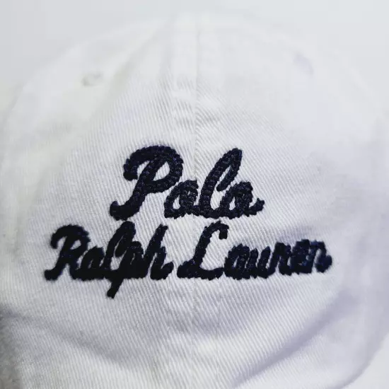 Polo Ralph Lauren Men's Cursive Script Chino Twill Baseball Ball Cap White Hat 