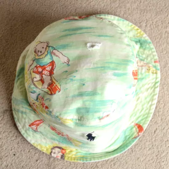 Polo Ralph Lauren Vintage Reversible Teddy Bear Hawaiian Surfing Bucket Hat