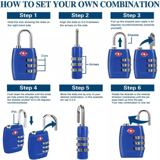 TSA Luggage Locks (4Pack) - 3 Digit Combination Padlocks - Approved Travel Lock 