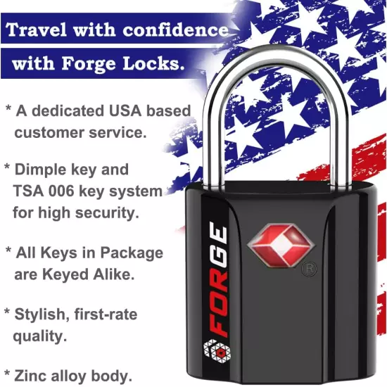 TSA Approved Luggage Locks, Ultra-Secure Dimple Key Travel Locks with Zinc Alloy