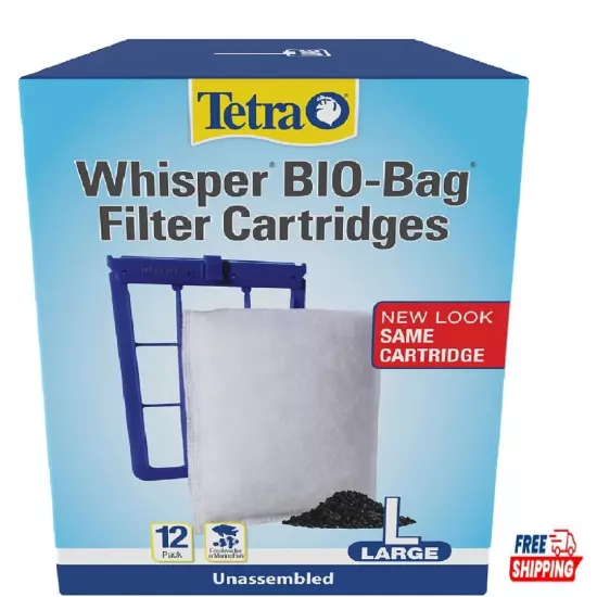 Tetra Whisper Bio-Bag Filter Cartridges For Aquariums unassembled Large 12 Pack