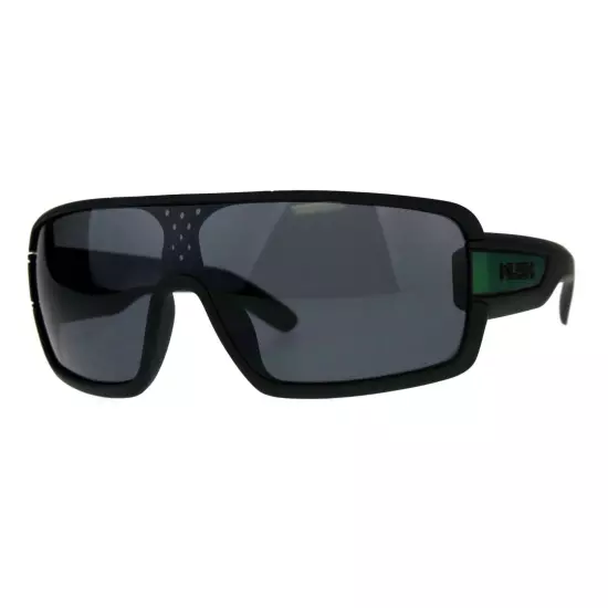 KUSH Goggle Sunglasses Mens Matted Black Shield Frame UV 400