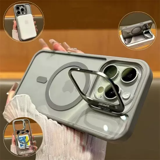 Camera Stand Mag Safe Case For iPhone 16 15 14 Plus 13 Pro Max + Lens Protector