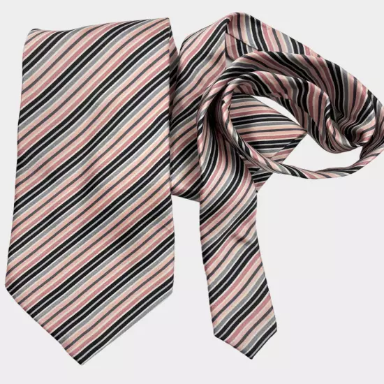 Croft & Barrow Pink Striped Repp Regimental Silk Necktie Tie Men's 3.8" x 56"