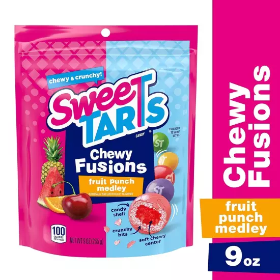 Chewy Fusions Candy, Fruit Punch Medley, Sweet and Tart, 9 Ounce