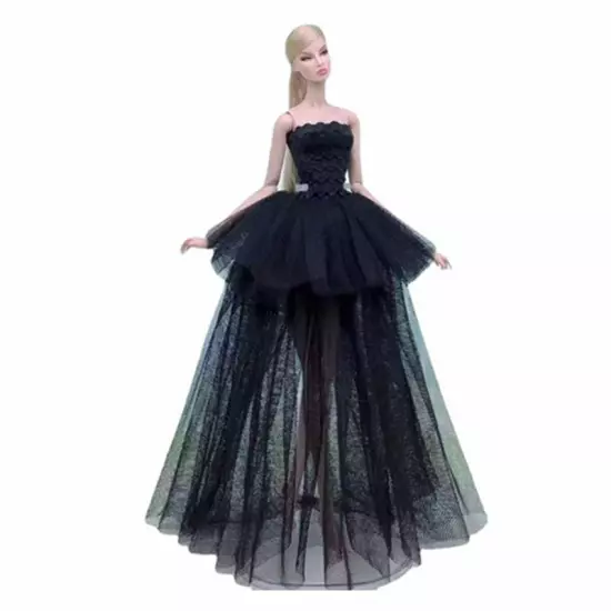 Black Style 1/6 Doll Clothes Handmade Wedding Dress 11.5" Dolls Outfits Gown Toy