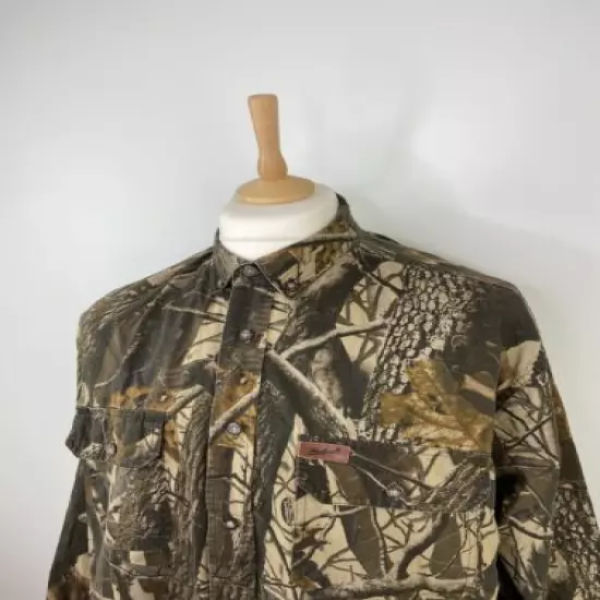 Vintage Woolrich Camouflage Hunting Outdoors Shirt Leaves - Size XL