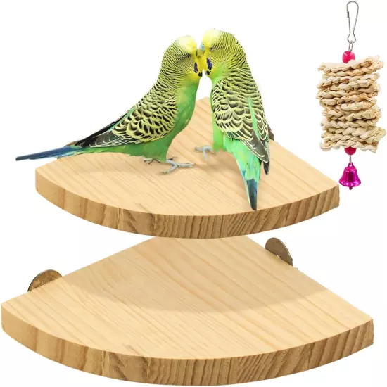 2 Pack Bird Perch Platform, Parrot Stand Sector Playground Wood Set 2, 2 