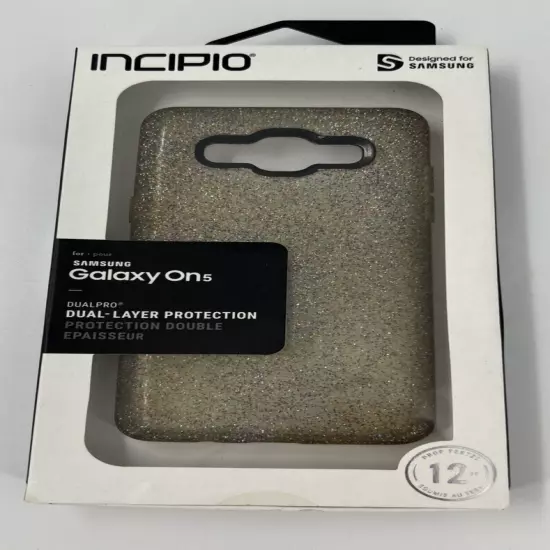 Incipio Samsung Galaxy On5 Gold Glitter Phone Case 12" Dual-Layer Protection