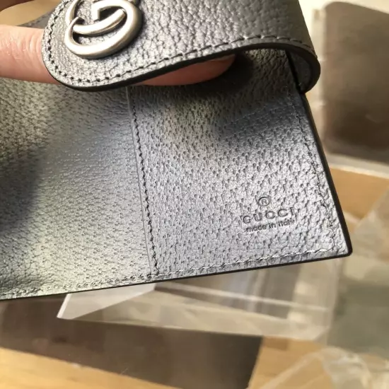 Gucci Gray Passport Holder With GG Monogram 