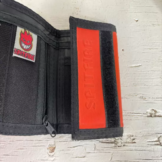 VINTAGE Spitfire Wallet Orange Black 90’s Canvas And Tire Very Rare! Flame Logo