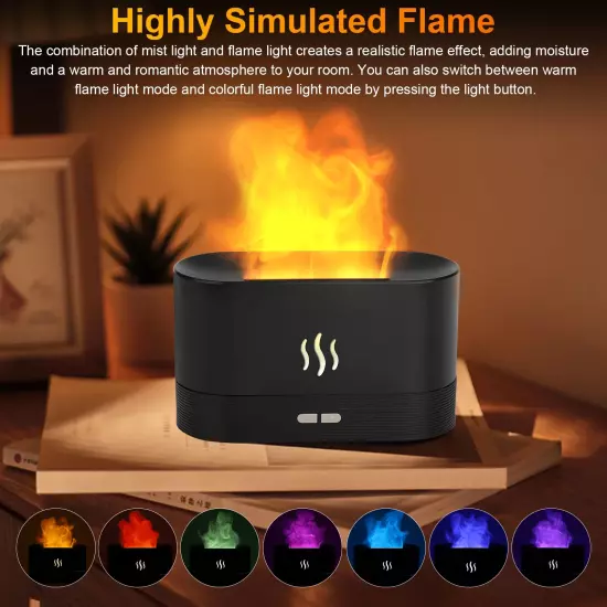 180Ml Flame Air Humidifier Essential Oil Diffuser, 3D USB 7 Color Light Aroma D