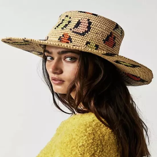 Greenpacha Free People Handmade In Ecuador $270 Grace Bag Sun Hat Leopard