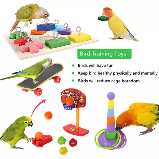 Parrot Bird Toys Set Colorful Basketball Skateboard Relieve Anxiety Puzzle Toy