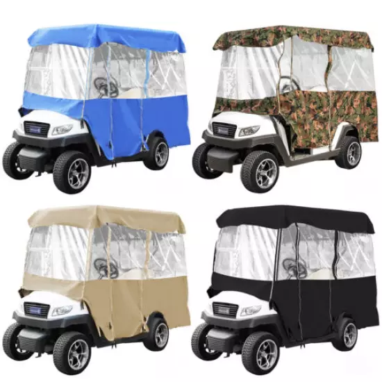 4 Passenger Golf Cart Cover Driving Enclosure Waterproof Person Roll-up Door