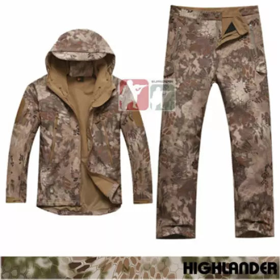 HIGHLANDER Softshell Sharkskin Fleece Jacket Pants TAD Kryptek Hunting Uniform