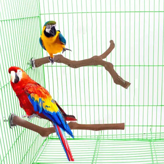 2/4x Bird Perch Stand Natural Grape Wood Bird Cage Perch For Budgie Finch Parrot