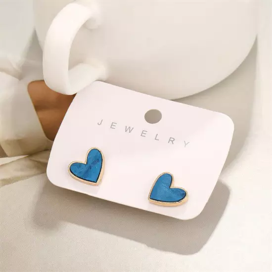 Sweet Heart Stud Earrings For Women Girls Enamel Earrings Mini Ear Studs Trendy