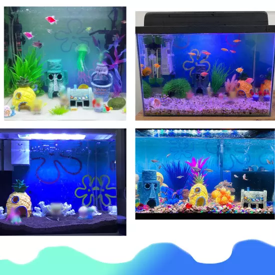 Aquarium Background Sticker, Cartoon Bob Underwater Fish Tank Decorations Poster