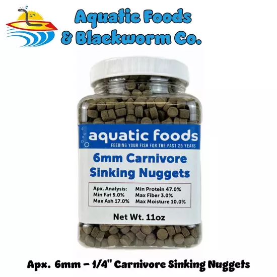 6mm - 1/4" Carnivore Sinking Nuggets for Oscars, Discus, Angelfish & More WL-JAR