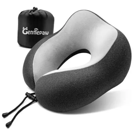 Travel Pillow - Memory Foam Cervical Neck Pillow for Adults, Kids, Black