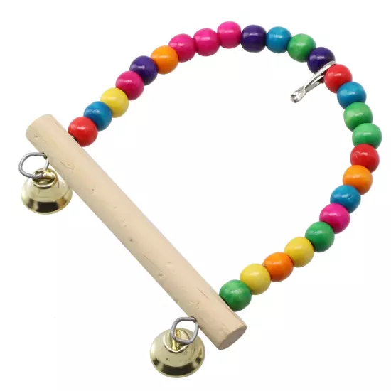 Natural Perch Parrot Swing Toy with Colorful Beads Encourage Bird's Playfulness