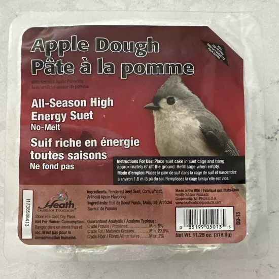 Health Outdoor Products - Apple Dough Suet Cake - All Season High Energy Suet