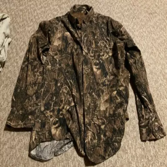 North River Mens Long Sleeve Button Up Camo Shirt, Size Large 