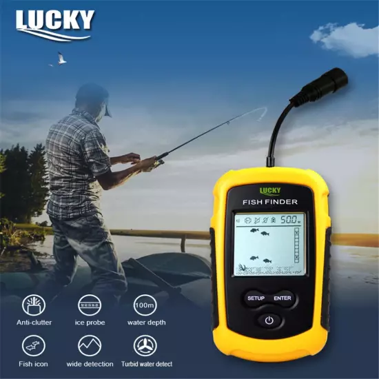 100m 328FT Fish Finder Wired Buoy Sonar Transducer Portable Fish Finder