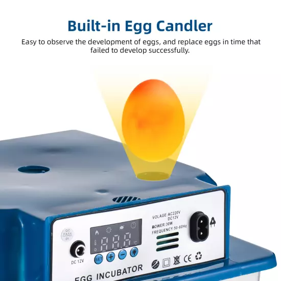 16 Eggs Incubator with Automatic Turning, Humidity Control, V1C3