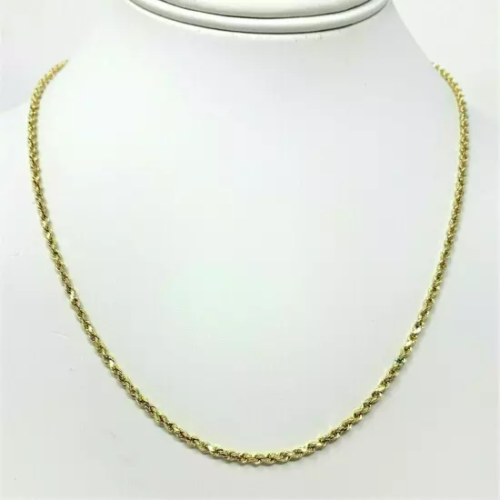 14K Solid Yellow Gold Necklace Rope Chain 16'' 18" 20" 22" 24" 26" 28" 30" 2MM