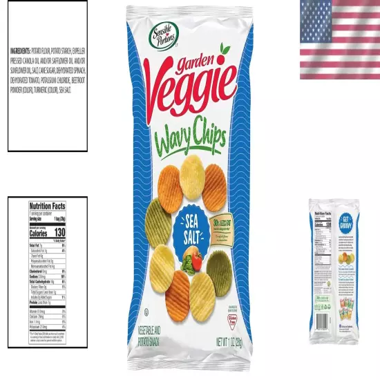 Gluten-Free Sea Salt Veggie Chips, 24 x 1 oz Snack Packs – Crunchy Delight