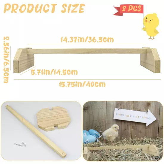 2pcs Wooden Chicken Perch Roosting Bar Chick Jungle Gym Perch Stand for Large...