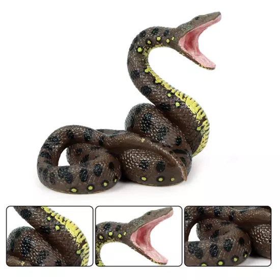 Kid Realistic Open Mouth Snake Toy Scary Big Python Prop Halloween Party Garden