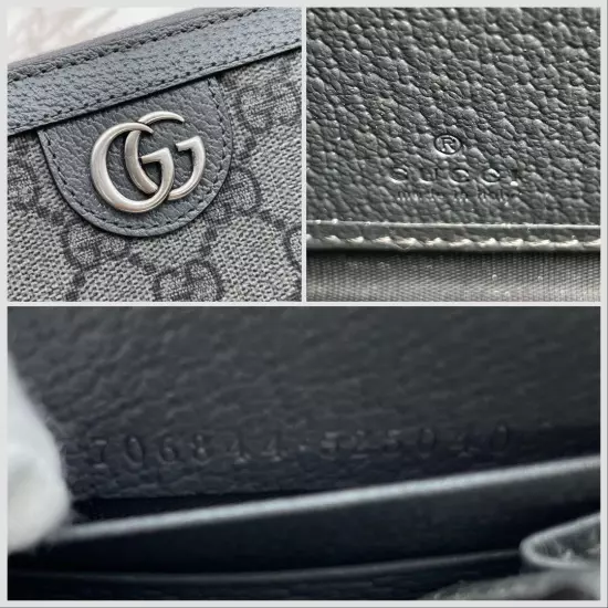 Unused condition Gucci Ophidia GG Supreme Long Wallet Marmont Grey Men's Fashion