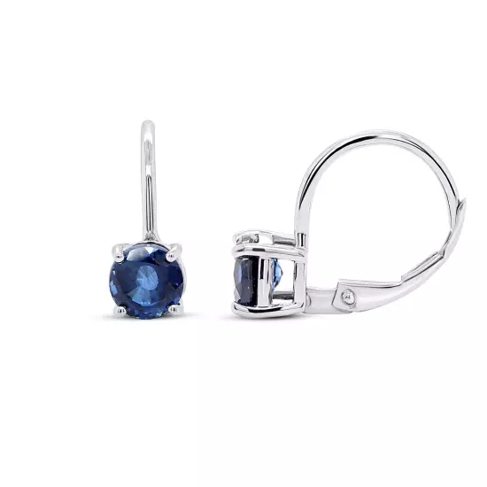 14K White Gold Plated 2 Ct Simulated Sapphire Lever Back Earrings For Womens