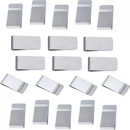 Money Clips 20 Pack, Stainless Steel Blanks for Engraving or Personalize, Bulk W