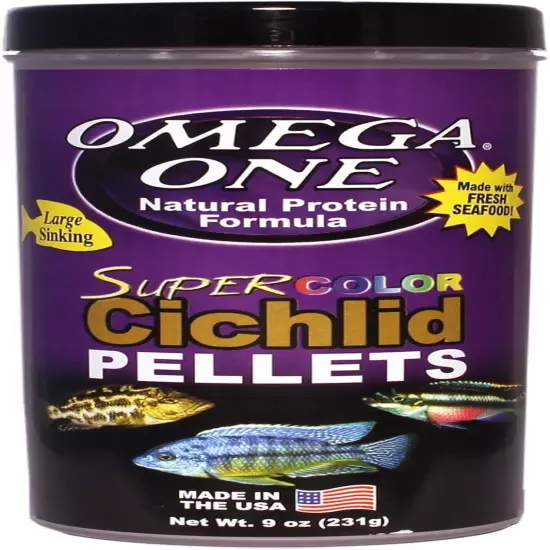 Omega One Super Color Sinking Cichlid Pellets Aquarium Fish Food, 4mm Large Pell