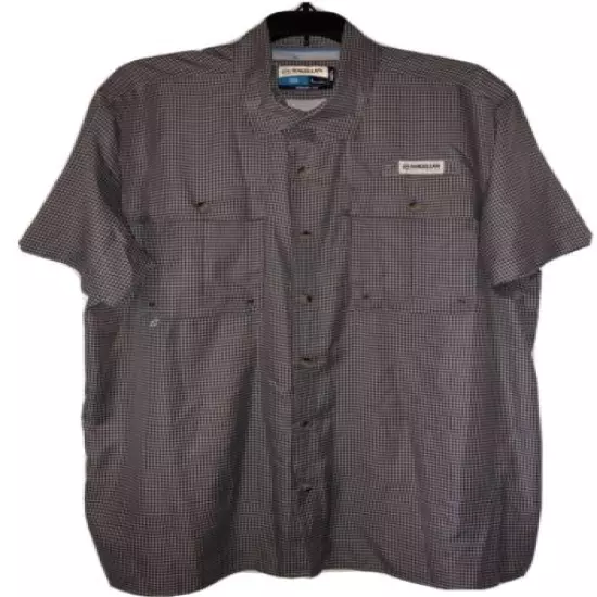 Magellan Outdoors Angler Fit Mens Size L Gray Checks Vented Fishing Shirt