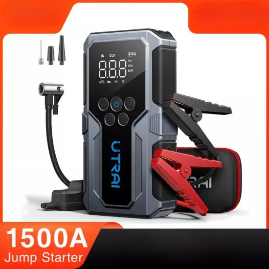 1500A Car Jump Starter Power Bank Portable Air Pump Battery Emergency Boosters