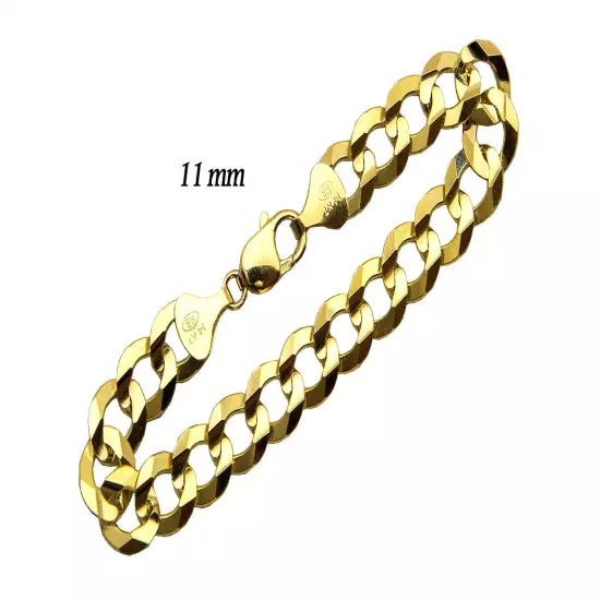 14k Solid Yellow Gold Cuban Link 3.5mm-12mm Chain Necklace Bracelet 7"-30"