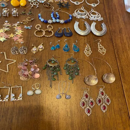 Huge Pierced Earrings Lot Dangles Studs Mixed Media 157 Pairs Wearable Jewelry