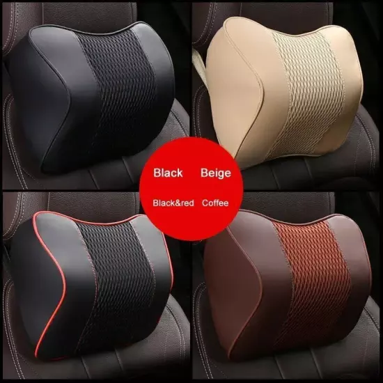 Pu Leather And Fabric Car Headrest Pillow Universal Comfortable Neck Pillows