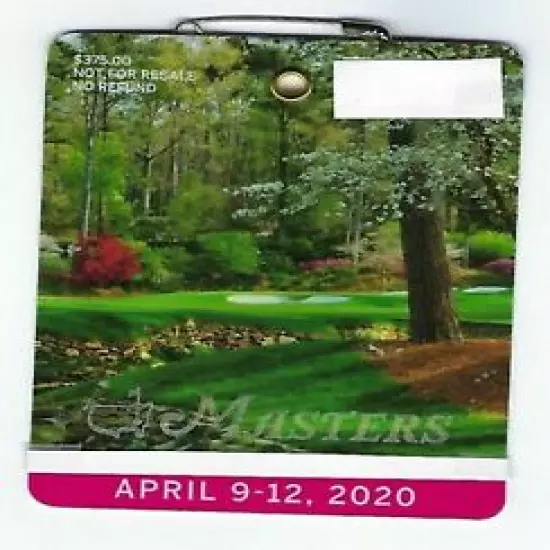 2020 MASTERS GOLF AUGUSTA NATIONAL BADGE TICKET DUSTIN JOHNSON 1st WIN RARE PGA